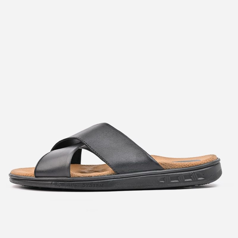 Sandale en cuir Noir - sanda01