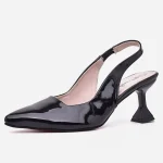 Sandale talon femme verni noir – op240