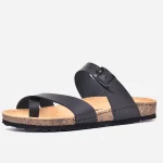 Sandales homme en cuir veritable Noir –