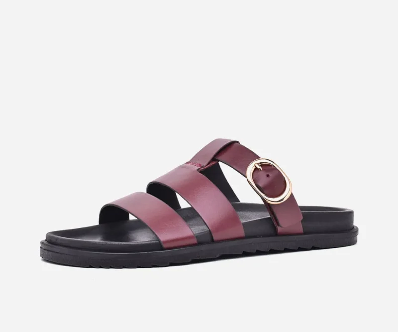 Sandales Femmes Médicales en cuir Bordeau – op243 - <strong>OPIYANE</strong>