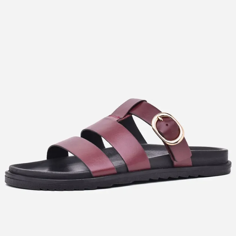 Sandales Femmes Médicales en cuir Bordeau – op243 - <strong>OPIYANE</strong>