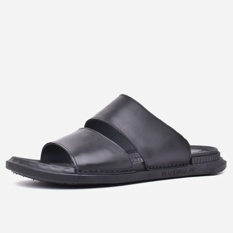 Sandale homme en cuir noir haut de gamme – op162 – <strong>OPIYANE</strong>