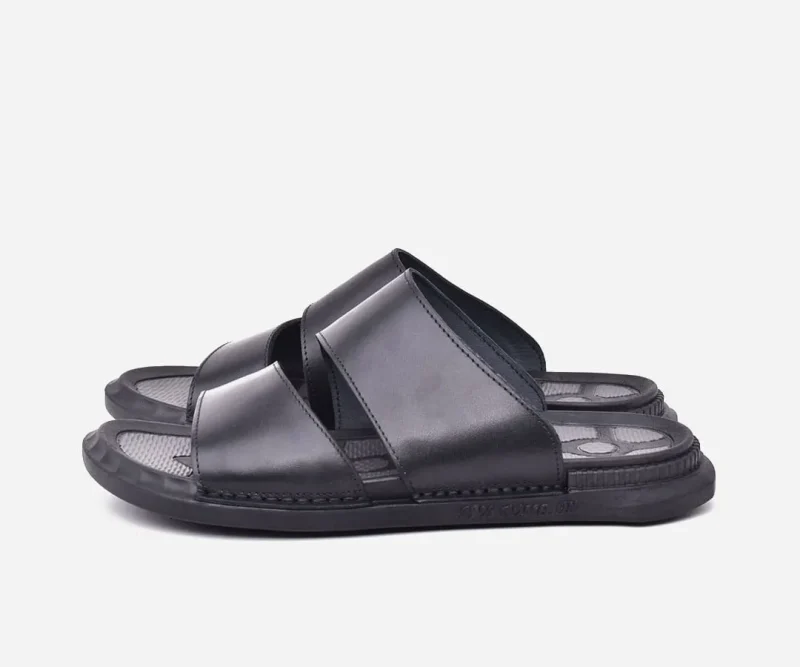 Sandale homme en cuir noir haut de gamme – op162 – <strong>OPIYANE</strong> – Image 3