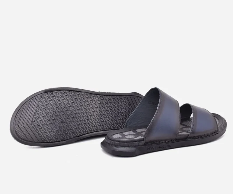Sandale homme en cuir Bleu haut de gamme – op162 – <strong>OPIYANE</strong> – Image 4