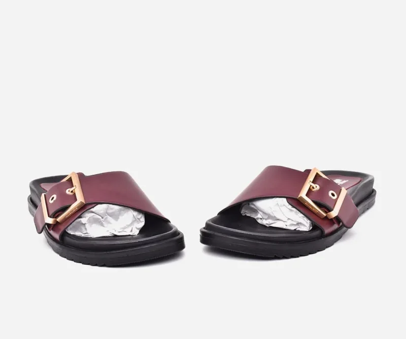 Sandales Femmes Médicales en cuir Bordeau – op242 – <strong>OPIYANE</strong> – Image 3