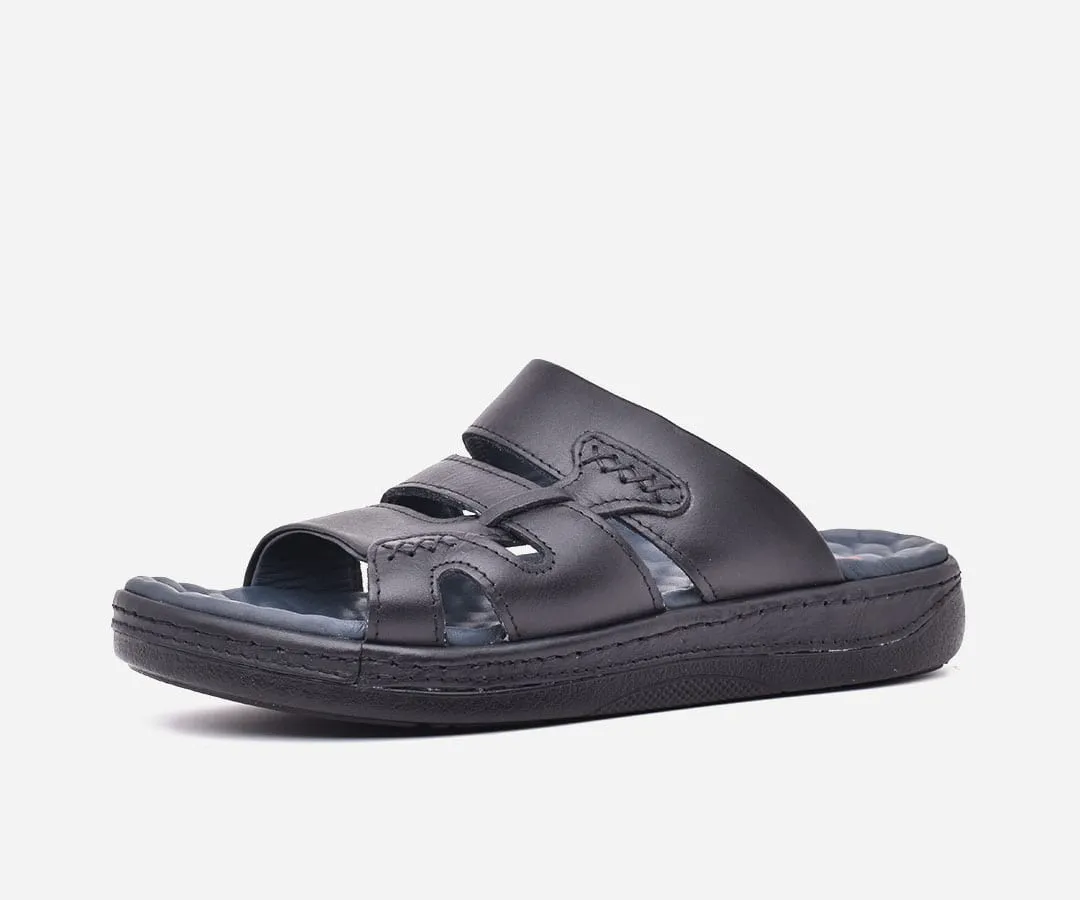 Sandales homme medical en cuir véritable noir – op148