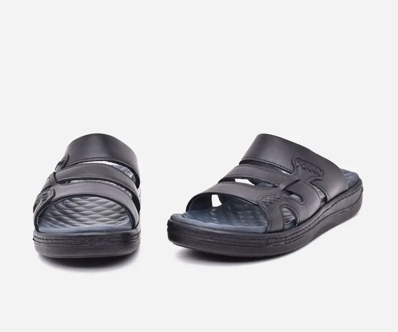 Sandales homme medical en cuir véritable noir – op148 – Image 3