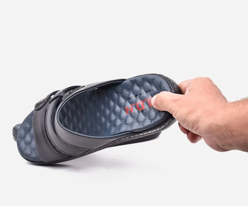 Sandales homme medical en cuir véritable noir – op148 – Image 4