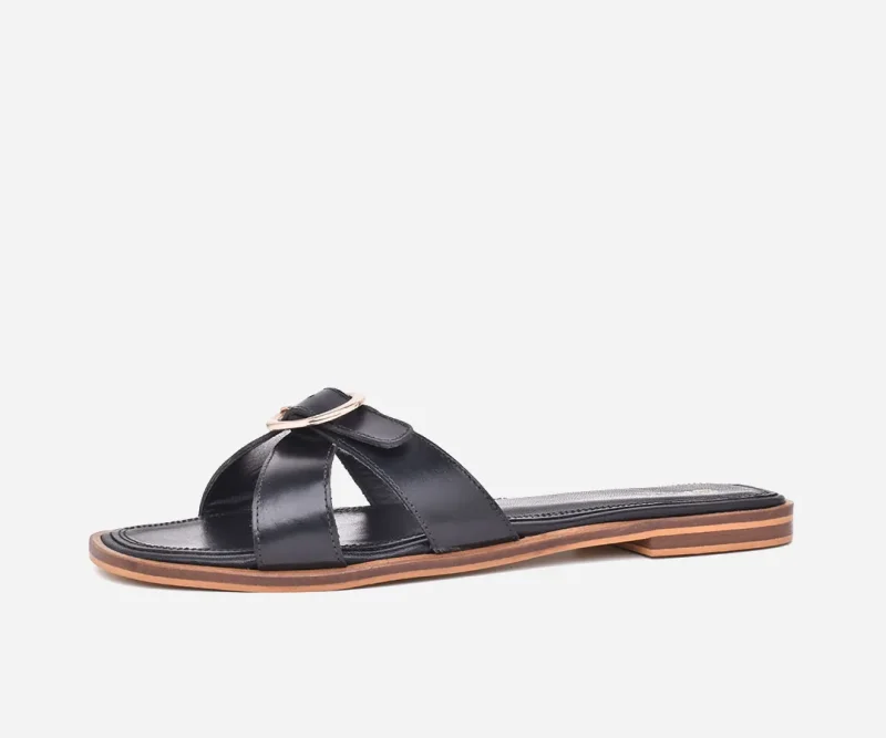 Sandale pour femme En cuir Noir – op244 – <strong>OPIYANE</strong>