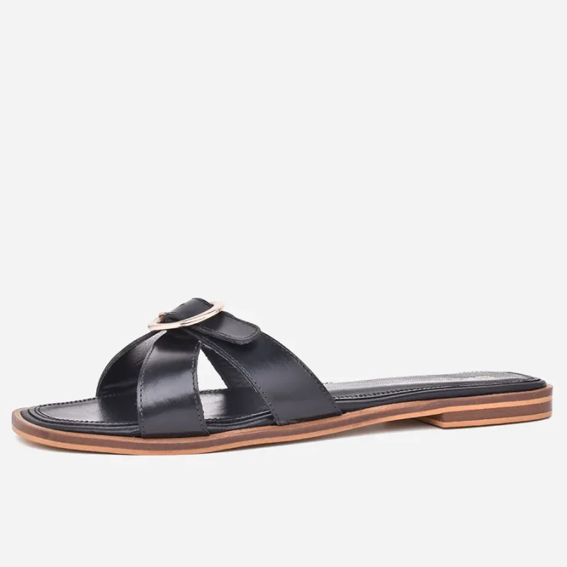Sandale pour femme En cuir Noir – op244 – <strong>OPIYANE</strong>