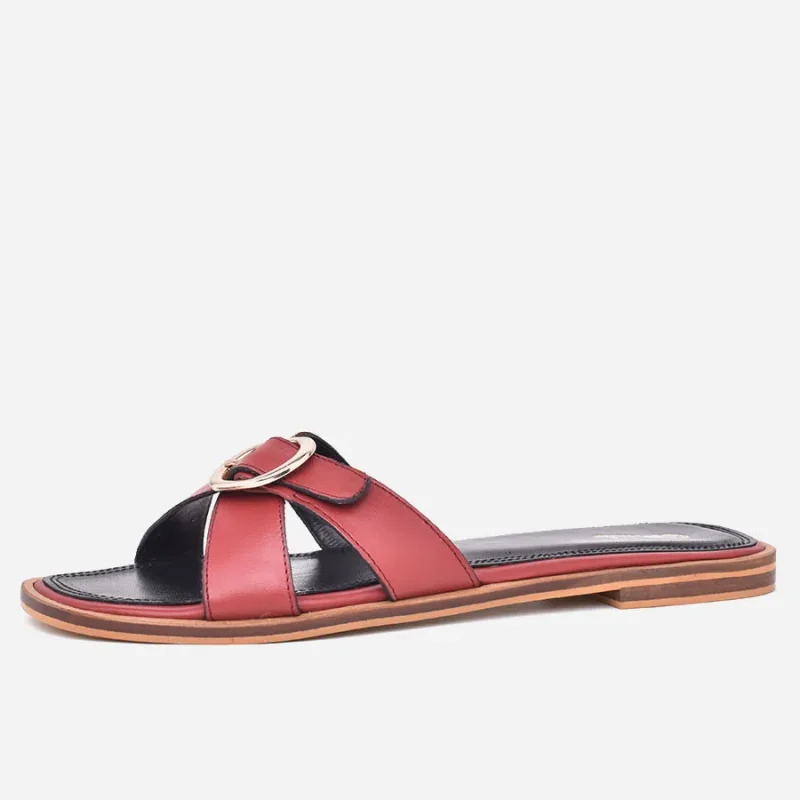 Sandale pour femme En cuir Bordeau – op244 – <strong>OPIYANE</strong>