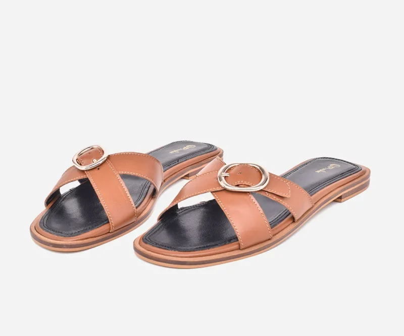 Sandale pour femme En cuir gold – op244 – <strong>OPIYANE</strong> – Image 2