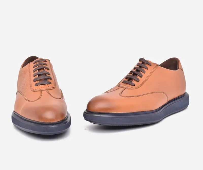 Espadrille Homme Luxe en Cuir tabac semlle bleu – op126  – <strong>OPIYANE</strong> – Image 3